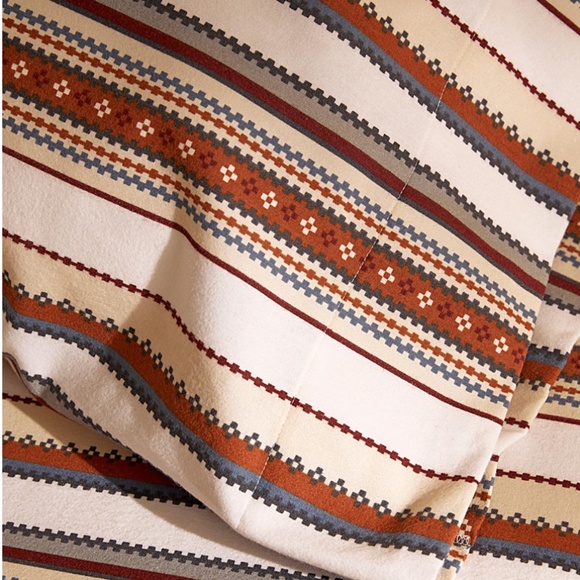 Queen rustic 100% cotton Northern stripes flannel bedsheet set made in EU NWT - Picture 11 of 11